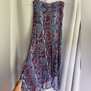 Anthropologie Red and Blue Paisley Maxi Skirt